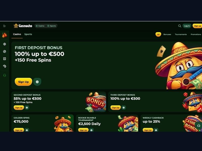 Registrierung bei Casinacho Casino (Nacho Casino): Konto anlegen und Katalog mit Megaways, Hold & Win und Bücher-Slots navigieren