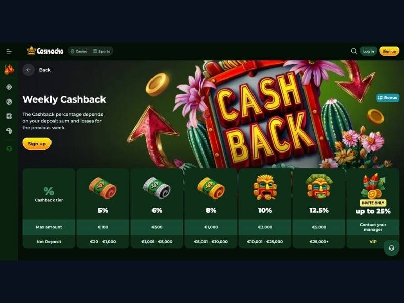 Cashback und Rakeback bei Casinacho Casino Nacho Casino — Katalog-übergreifend